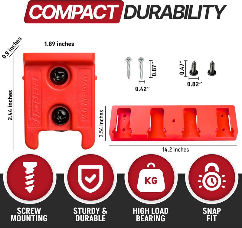 perch 4 Pack Milwaukee Tool Holder with 4 Pack Milwaukee Battery Holder for Milwaukee 18v Tools and Milwaukee 18v Battery - Image 2